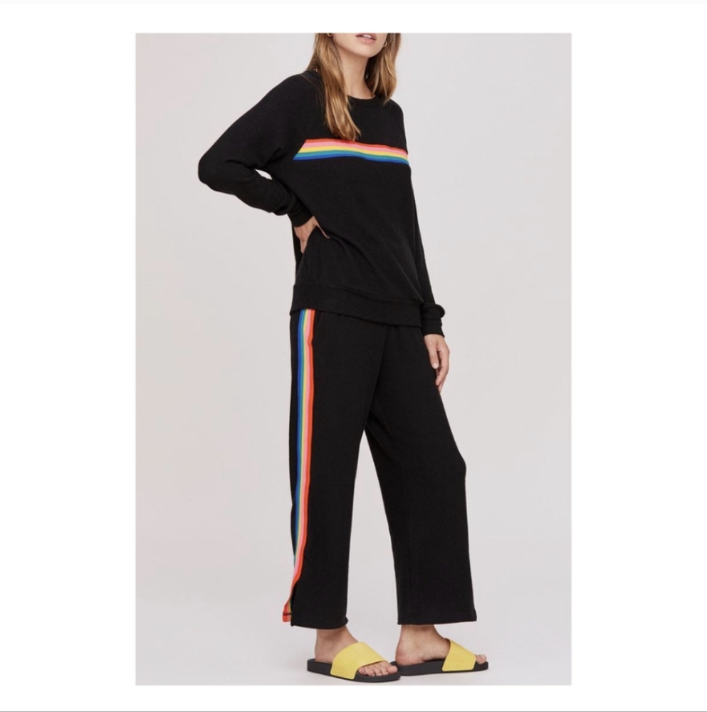 LNA Women's Flowy Sweats Pyjama Lounge Miller Pant - Black - Rainbow Sm… - Picture 1 of 10